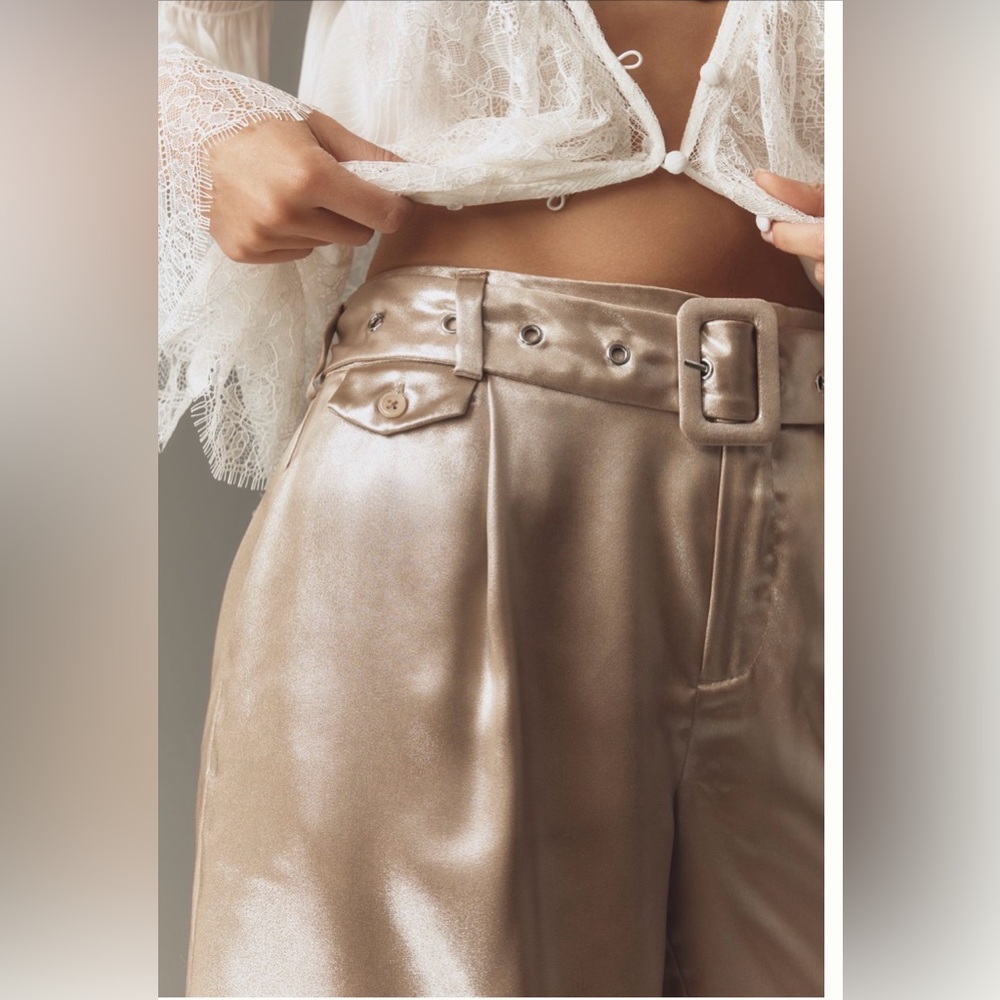 By Anthropologie Liquid Shine Bermuda Shorts 0 - Picture 2 of 6